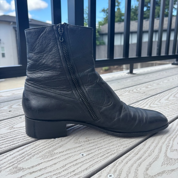 Bally Continental Switzerland Black Leather Casual Zip Ankle Boot Men's Size 9 M - Picture 2 of 11